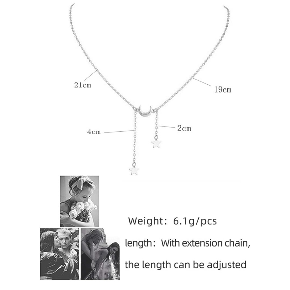 Silvertone Moon Star Choker Necklace - Picture 2 of 4